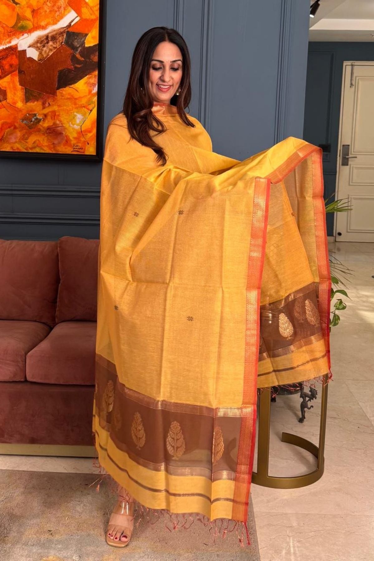 Handloom tissue Maheshwari silk kurta dupatta set